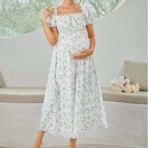 Shein White Maternity Pregnancy Baby Shower Gender Reveal Photoshoot Dress